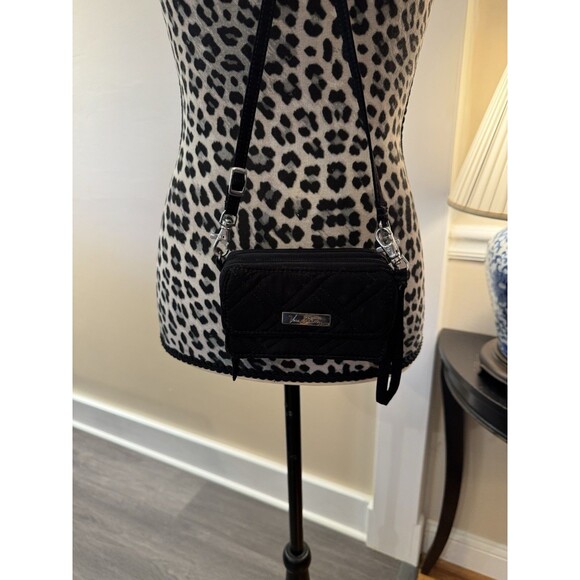 Vera Bradley 3 In 1 Crossbody Wristlet Wallet Quilted Black Shoulder Strap - Picture 1 of 8